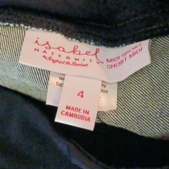 Isabel Maternity Shorts Blue Denim Stretch Over Belly Comfy Midi Womens - Picture 9 of 13